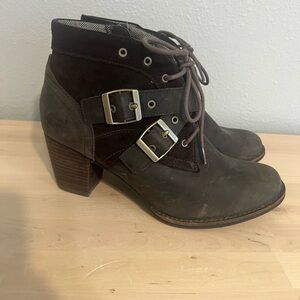 Caterpillar Briony Chunky Leather Ankle Boots Waterproof Double Buckle Size 9.5